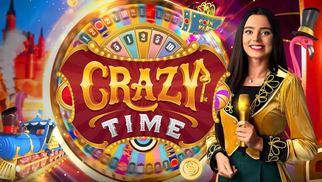 Vista general del juego Crazy Time con presentador en vivo